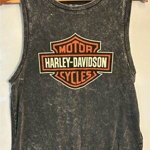 Vintage Harley-Davidson woman’s sleeveless tank top, Faded charcoal, Size L